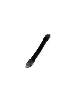 Kabel ROLINE USB4 Gen3x2, Emark, płaski, C-C, męski/żeński, czarny, 15 cm
