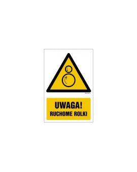 ZNAK - GF078 Uwaga! Ruchome rolki 50 x 75 cm FN - Folia samoprzylepna