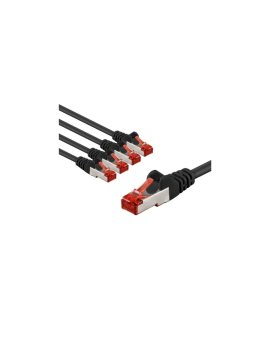 CAT 6 kabel krosowy, S/FTP (PiMF), 1 m, czarny, zestaw 5 - Długość kabla 1 m