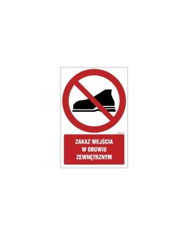 ZNAK - GC023 Zakaz wejścia w obuwiu zewnętrznym 35 x 52,5 cm KS - Folia podłogowa foto.