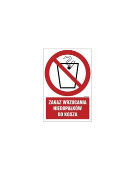 ZNAK - GC032 Zakaz wrzucania niedopałków do kosza 20 x 30 cm FS - Folia samoprzylepna foto.