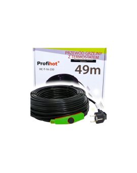 Kabel grzewczy, przewód grzejny z termostatem do rynny, rur 230V 784W 49M