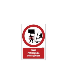 ZNAK - GC057 Zakaz przebywania pod ciężarem 25 x 37,5 cm TS - Płyta TD foto.