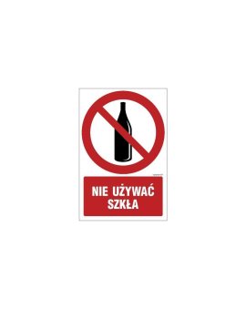 ZNAK - GC061 Zakaz używania szkła 15 x 22,5 cm FN - Folia samoprzylepna