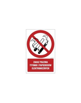 ZNAK - GC077 Zakaz palenia tytoniu i papierosów elektronicznych 30 x 45 cm PN - Płyta 1mm