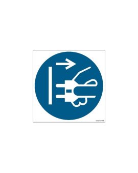 ZNAK - GJ006 Nakaz odłączenia urządzenia od sieci elektrycznej 15 x 15 cm PN - Płyta 1mm