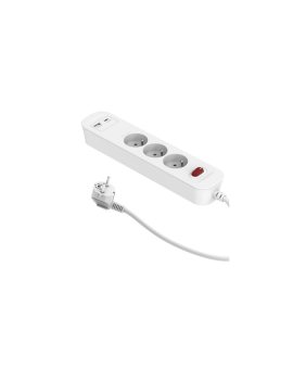Przedłużacz szybkoładujący PD20 3-gniazdowy z wyłącznikiem + 2x USB (A+C) 1,4m SQUALL, biały / 34096