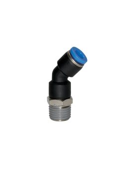 Złączka pneumatyczna wtykowa kątowa 45 R 1/8 GZ, do węża fi 6 mm, tworzywo sztuczne