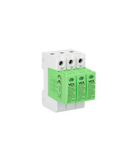 VCX Ogranicznik przepięć fotowoltaiczny VCX-DC klasy B+C 3P (T1T2) 12,5kA 1200V GREEN