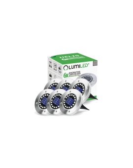 6x Lampki Solarne Ogrodowe LED HELIS Wbijane Dyski Dogruntowe 4000K IP44 Lumiled