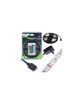 Zestaw Taśma LED Pasek 12V 24W 300LED SMD 5050 RGB 8mm 5m + Zasilacz + Pilot