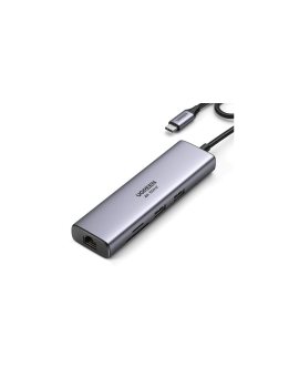 Adapter Ugreen CM512 90568 USB-C - 2x USB-A 3.0 / HDMI / RJ45 / czytnik kart SD i TF / USB-C PD 100W