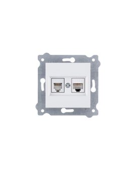 Gniazdo komputerowe kat.6 + gniazdo telefoniczne ( Kat. 6, Kat. 3, RJ45, RJ11 ) Biały 256/01