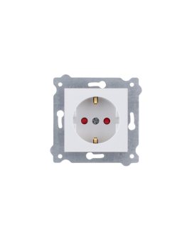 Gniazdo z uziemieniem Schuko 2P+E i przesłonami torów prądowych 250V 16A Biały 238/01 EXEN
