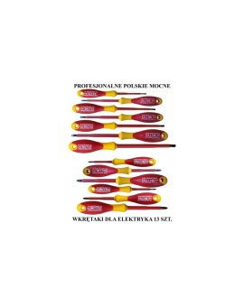 ZESTAW WKRĘTAKÓW WKRĘTAKI IZOLOWANE DO PRACY POD NAPIĘCIEM DO 1000V - 13 SZTUK narzędzia dla elektryka