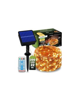 Girlanda Solarna Ogrodowa 200x LED Ozdobne Druciki 22m 2700K Ciepła + PILOT FILO LUMILED