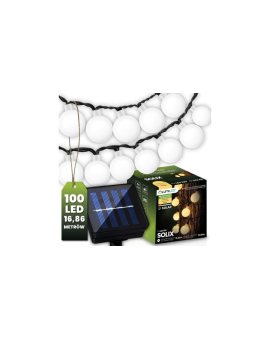 Girlanda Solarna Ogrodowa Lampki Solarne 100x Żarówka LED Ozdobne Kulki 16m 3000K SOLIX LUMILED
