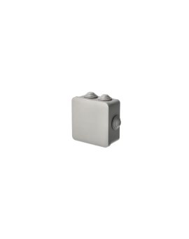 Puszka hermetyczna natynkowa z dławikami 85x85x45mm bezhalogenowa, odporna na UV, zamknięcie na klik IP55 szary