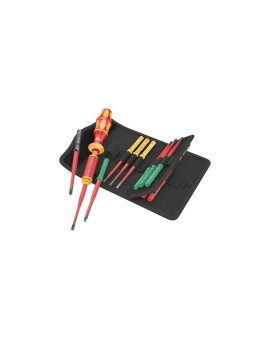 Zestaw wkrętaków izolowanych dla elektryka 15 sztuk: rękojeść dynamometryczna 1,2-3 Nm + 4x płaskie PŁ + 2x krzyżowe PH + 2x PZ