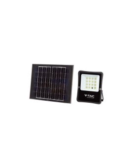 Naświetlacz LED SMD 12W 1200lm 6400K 10000mAh IP65 czarny barwa CW biała zimna z panelem solarnym VT-55100 V-TAC