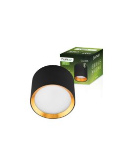 Oprawa HALOGENOWA Natynkowa SUNLA Tuba Gx53 LED Spot Kinkiet Sufitowa Walec Czarno - Złoty LUMILED