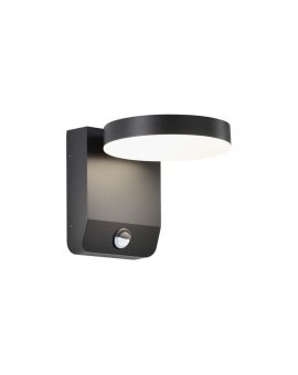 Lampa ścienna okrągła, kinkiet 350st LED 17W 2520lm 3000K czarny z czujnikiem ruchu barwa WW biała ciepła IP65 V-TAC VT-11020S-R
