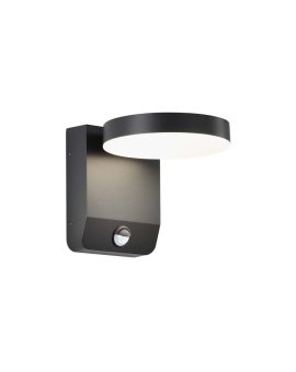 Lampa ścienna okrągła, kinkiet 350st LED 17W 2520lm 4000K czarny z czujnikiem ruchu barwa NW biała neutralna IP65 V-TAC VT-11020