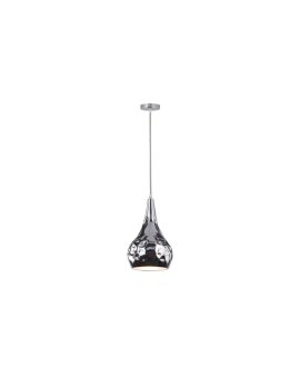 Lampa dekoracyjna wisząca chromowany klosz z przetłoczeniami fi:180mm dł:1000mm E27 max 60W IP20 V-TAC VT-8180-CH