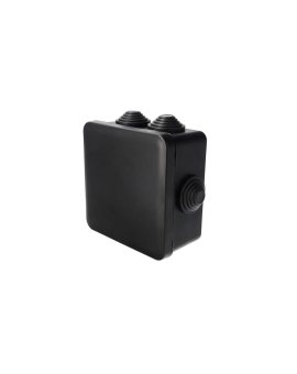 Puszka hermetyczna 100x100x50mm natynkowa z dławikami, bezhalogenowa, odporna na UV,zamknięcie na klik IP55 czarny