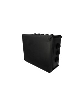 Puszka hermetyczna 240x190x95mm natynkowa z dławikami bezhalogenowa, odporna na UV, dekiel przykręcany czarny IP66
