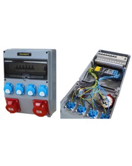 Rozdzielnica przemysłowa 40A, ERP40AB1pl - przelotowa, gniazda: 1x CEE 32A, 1x CEE 16A, 4x GS 230V, wyłącznik różnicowoprądowy