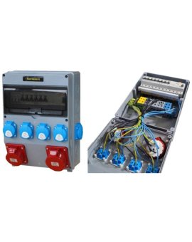 Rozdzielnica przemysłowa 40A, ERP40AB2pl - przelotowa, gniazda: 1x CEE 32A, 1x CEE 16A, 6x GS 230V, wyłącznik różnicowoprądowy