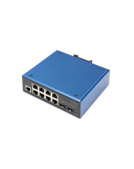 Przemysłowy switch PoE 8xRJ45 GbE + 2xSFP, L2, 30W/port DN-651157