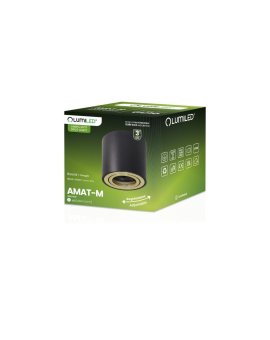 Oprawa Natynkowa HALOGENOWA Spot Tuba Ruchoma GU10 Okrągła Czarno-Złota 84mm AMAT-M LUMILED
