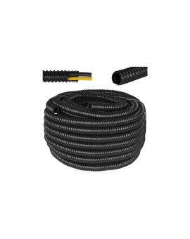 Rura karbowana elektroinstalacyjna GUS (RSF) 20mm wzmocniona spiralą giętka samogasnąca peszel elastyczny 320N PVC UV czarna 30m
