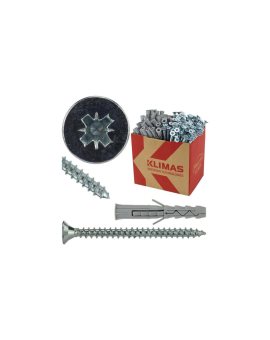 Kołki rozporowe wkręcane KRX 6x30mm z wkrętem PZ 3,5x30mm z łbem stożkowym do betonu, cegły ceramicznej i cegły silikatowej KLIM