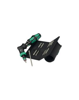 Zestaw wkrętaków i bitów 13 sztuk: rękojeść pistoletowa z funkcją grzechotki + 6 trzpieni + 6 bitów Kraftform Kompakt Pistol RA-