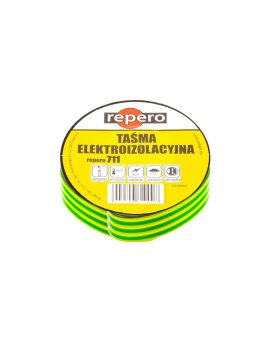 Taśma izolacyjna PVC 19mm x 20m Repero 711 żółto-zielona
