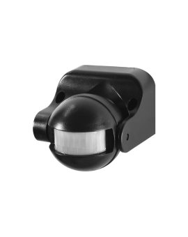 Czujnik ruchu PIR, 180, 1200W, IP44, regulacja w pionie, natynkowy, czarny
