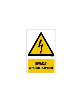 ZNAK - HA016 Uwaga wysokie napięcie - arkusz 9 naklejek 5 x 7,5 cm FN - Folia samoprzylepna