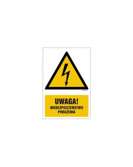 ZNAK - HA019 Uwaga niebezpieczeństwo porażenia 15 x 22,5 cm PN - Płyta 1mm