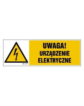 ZNAK - HB020 Uwaga urządzenie elektryczne - arkusz 8 naklejek - arkusz 8 naklejek 10 x 3,3 cm FN - Folia samoprzylepna