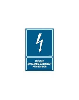 ZNAK - HG041 Miejsce zakładania uziemiaczy przenośnych - opakowanie 10 sztuk 5 x 7,5 cm PN - Płyta 1mm