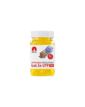Wtyk modularny RJ45 8P8C kat.5e nieekranowany UTP uniwersalny drut linka przelotowy żółty NEKU opakowanie SŁOIK 100szt.