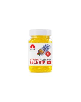 Wtyk modularny RJ45 8P8C kat.6 nieekranowany UTP uniwersalny drut linka przelotowy żółty NEKU opakowanie SŁOIK 100szt.