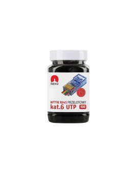 Wtyk modularny RJ45 8P8C kat.6 nieekranowany UTP uniwersalny drut linka przelotowy czarny NEKU opakowanie SŁOIK 100szt.