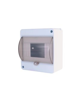 Rozdzielnica natynkowa S-6 (N+PE) 1x6 moduły IP40 130x140x67mm drzwi transparentne dymne INCOBEX
