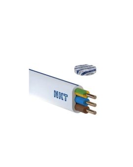 Przewód instalacyjny płaski NKT YDYP 3x1, 5 mm² biały, drut, 450/750V, klasa 1 /100m/ 172152001C0100
