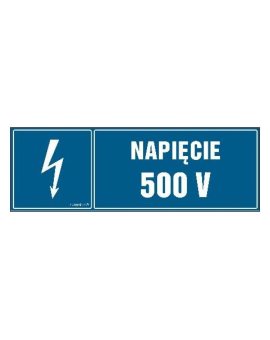 ZNAK - HI002 Napięcie 500 V - arkusz 8 naklejek - arkusz 8 naklejek 10 x 3,3 cm FN - Folia samoprzylepna