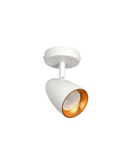 Pojedyncza punktowa oprawa sufitowa typu spot OVO 1 White Gold, listwa, IP20, GU10, biała, pierścień złoty EDO777236 EDO